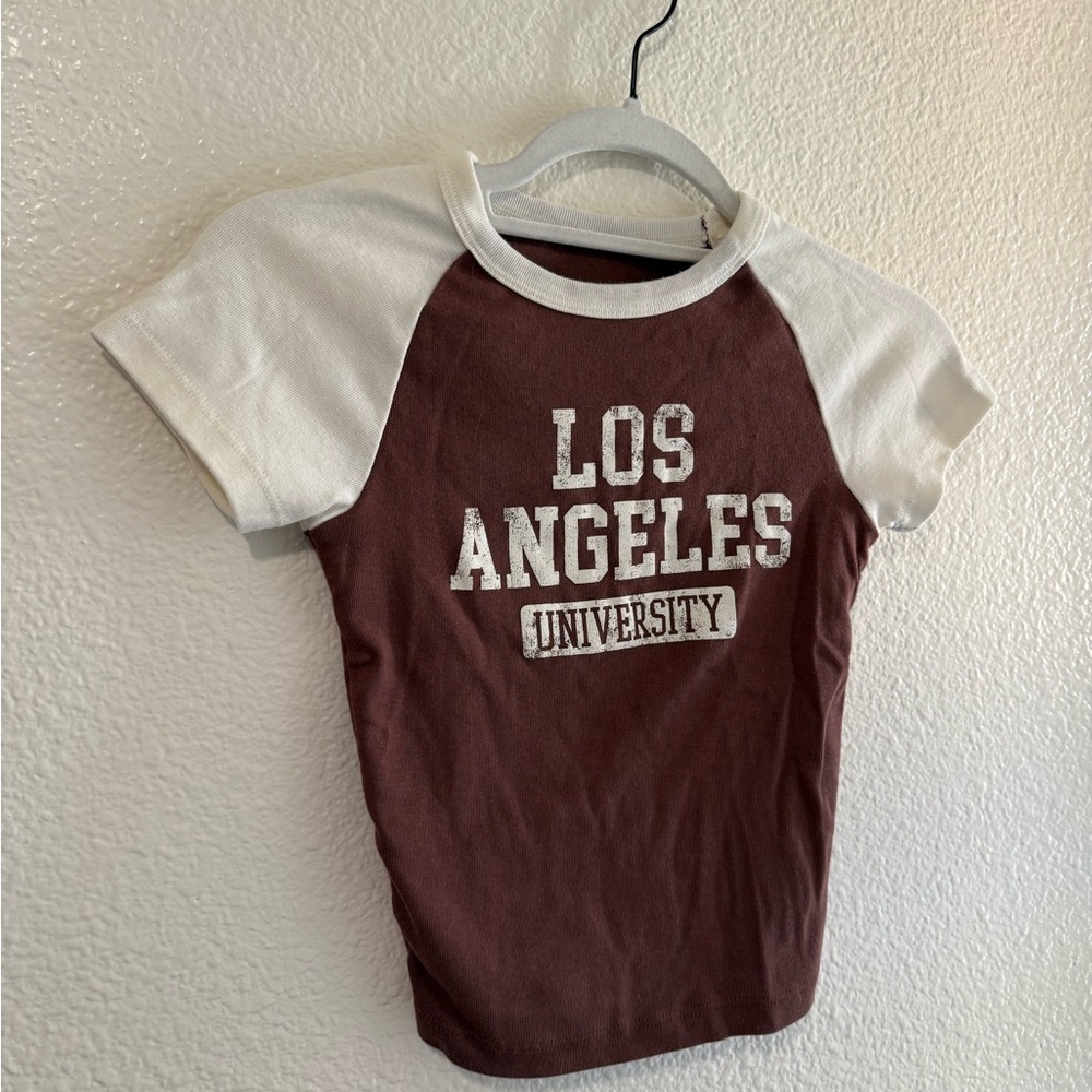 Brown and White Raglan Tee